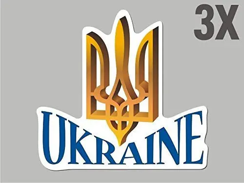 3 Ukraine Trident Tryzub Shaped Stickers Flag Crest Decal Car Bike Emblem Cn036 1