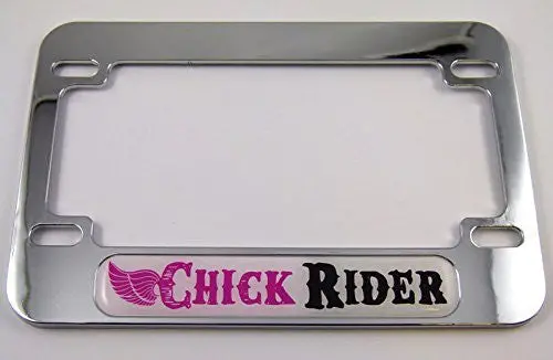 Chick Rider Girl Motorcycle Bike Abs Chrome Plated License Plate Frame 1