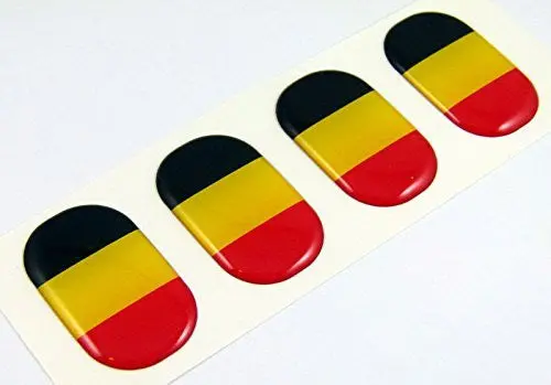 Belgium Midi Domed Decals Flag 4 Emblems 1.5" Car Bike Laptop Phone Stickers 1