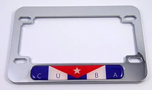 Cuba Cuban Flag Motorcycle Bike Abs Chrome Plated License Plate Frame 1