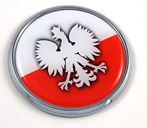 Poland Polish Polska Flag 2.75" Car Chrome Round Emblem Decal 3D Sticker Badge 1