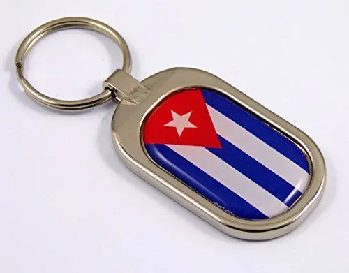 Cuba Flag Key Chain Metal Chrome Plated Keychain Key Fob Keyfob Cuban 1