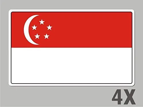 4 Singapore Stickers Flag Decal Bumper Car Bike Emblem Vinyl Fl057 1