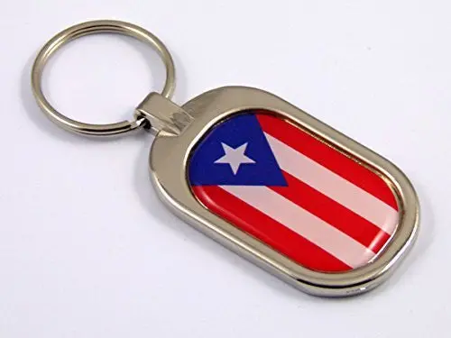 Puerto Rico Flag Key Chain Metal Chrome Plated Keychain Key Fob Keyfob Rican 1