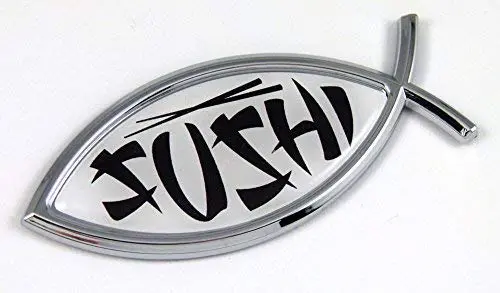 Sushi Fish Jesus Fish Flag Car Bike Chrome Emblem Decal Sticker Christian 1