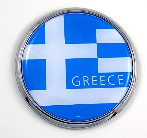 Greece Greek Flag 2.75" Car Chrome Round Emblem Decal 3D Badge 1