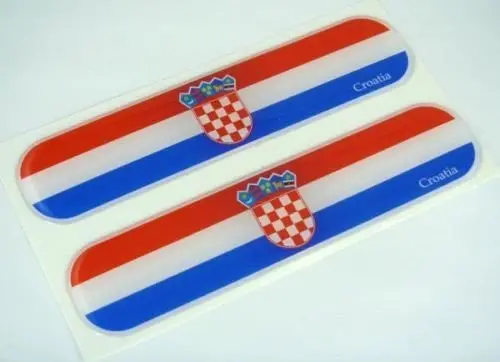 Croatia Croatian Flag Domed Decal Emblem Car Flexible Sticker 5" Set Of 2 1