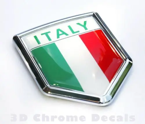 Italy Italian Flag Car Chrome Emblem Decal 3D Sticker 1