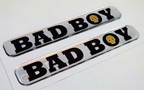 Bad Boy Domed Decal Emblem Resin Chrome Car Bike Biker Stickers 5"X 0.82" 2Pc. 1