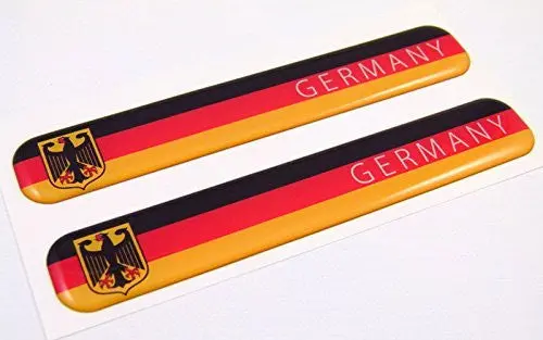 Germany German Flag Domed Decal Emblem Resin Car Stickers 5"X 0.82" 2Pc. 1