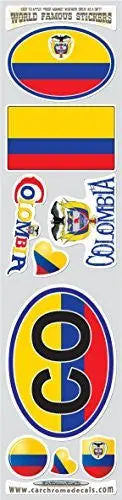 Car Chrome Decals Sts-Co Colombia 9 Stickers Set Colombian Flag Decals Bumper Stiker Car Auto Bike Laptop 1
