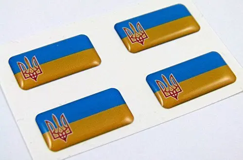 Ukraine Mini Domed Decals Set Of 4 Emblems 1" X 0.5" Ukrainian Stickers Car Bike 1
