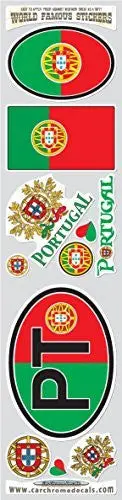Car Chrome Decals Sts-Pt Portugal 9 Stickers Set Portugese Flag Decals Bumper Car Auto Bike Laptop 1