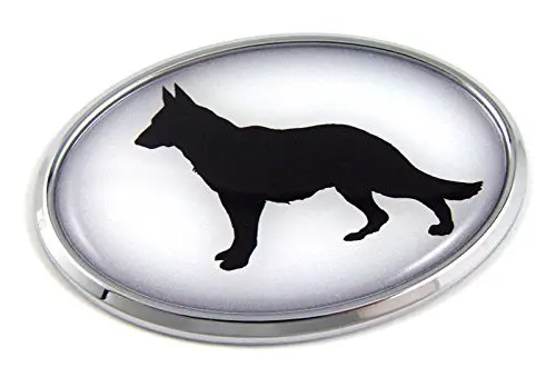 German Sheppard Dog 3D Chrome Emblem Pet Decal Car Auto Bike Truck Oval Sticker 1