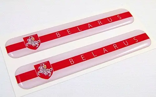 Belarus Flag Domed Decal Emblem Resin Car Auto Stickers 5"X 0.82" 2Pc. 1