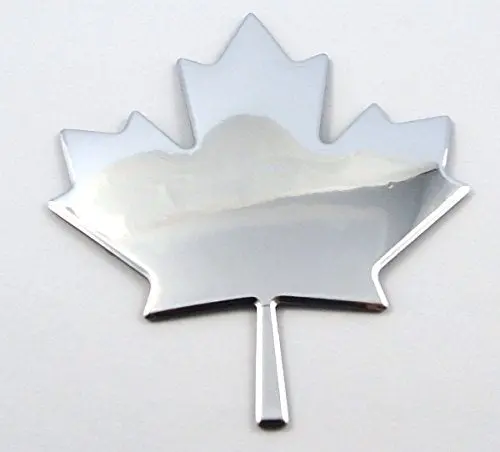 Maple Leaf Canada Chrome Finish Decal Emblem 3D Sticker Car Bike 2.7" Flexible 1