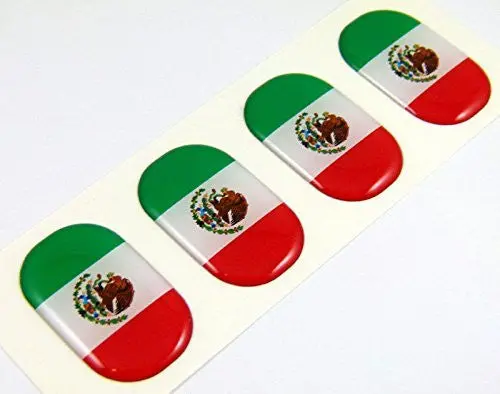 Mexico Midi Mexican Domed Decals Flag 4 Emblems 1.5" Car Bike Laptop Stickers 1