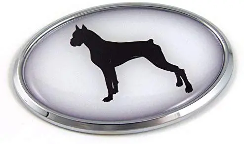 Boxer Dog Chrome Emblem Pet Decal Car Auto Bike Truck Oval Sticker With Adhesive 1