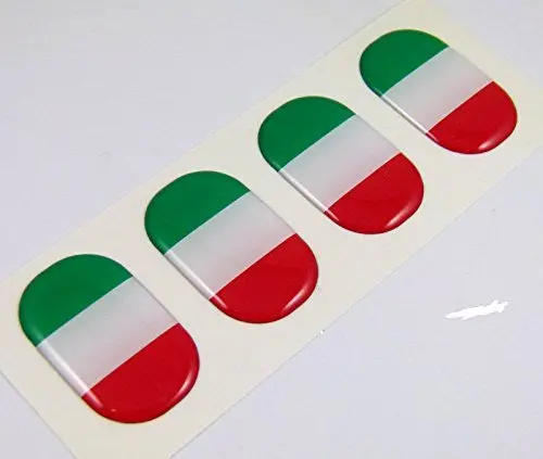 Italy Midi Italia Domed Decals Flag 4 Emblems 1.5" Car Bike Laptop Stickers 1