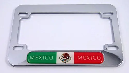 Mexico Mexican Flag Motorcycle Bike Abs Chrome Plated License Plate Frame 1