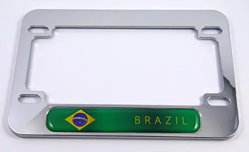 Brazil Flag Motorcycle Bike Abs Chrome Plated License Plate Frame Brazilian 1