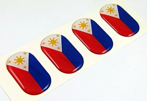 Philippine Midi Domed Decals Flag 4 Emblems 1.5" Car Bike Boat Stickers 1