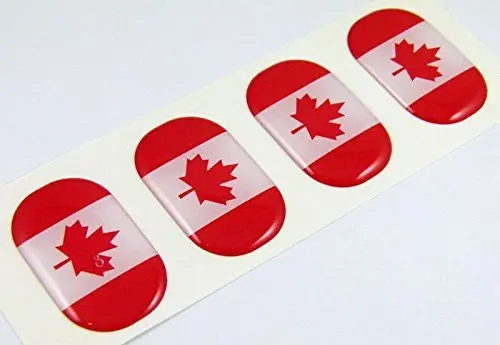 Canada Midi Domed Decals Flag 4 Emblems 1.5" Car Bike Laptop Phone Stickers 1