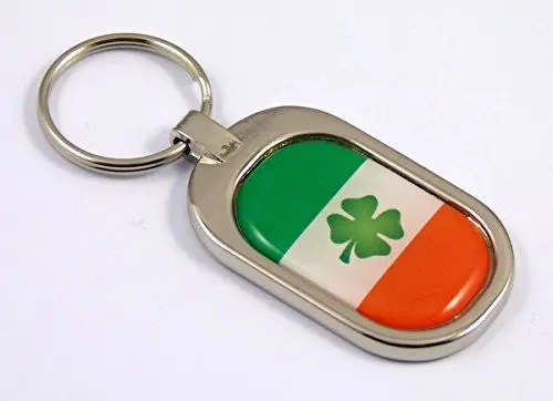 Ireland Flag Key Chain Metal Chrome Plated Keychain Key Fob Keyfob Irish 1