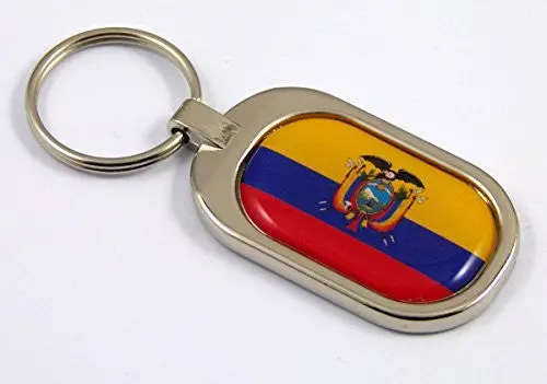 Ecuador Flag Key Chain Metal Chrome Plated Keychain Key Fob Keyfob 1