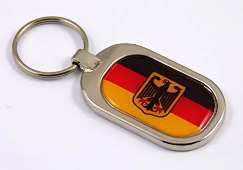 Germany Flag Key Chain Metal Chrome Plated Keychain Key Fob Keyfob German 1