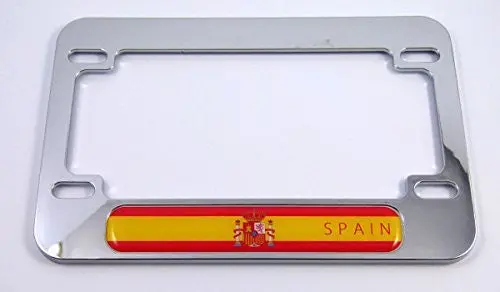 Spain Spanish Flag Motorcycle Bike Abs Chrome Plated License Plate Frame 1
