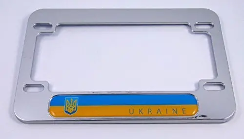 Ukraine Ukrainian Flag Motorcycle Bike Abs Chrome Plated License Plate Frame 1