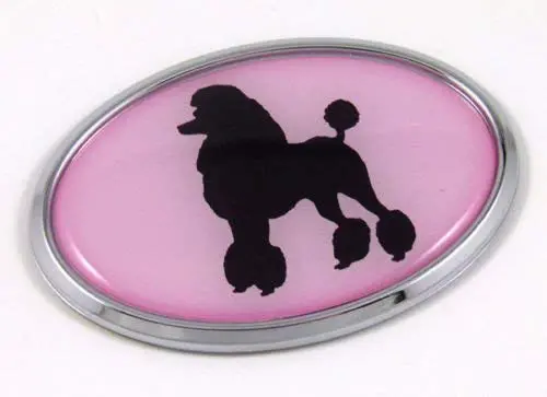 Poodle Dog Pink Breeds 3D Chrome Emblem Pet Decal Car Auto Bike Truck Sticker 1