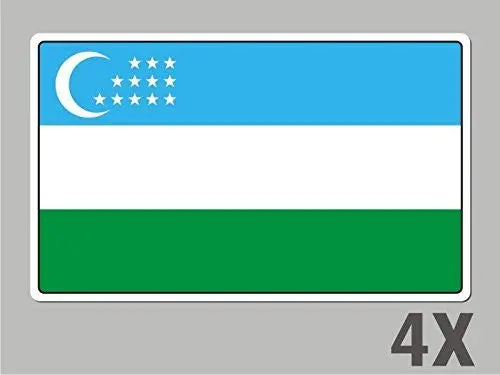 4 Uzbekistan Stickers Flag Decal Bumper Car Bike Emblem Vinyl Fl071 1