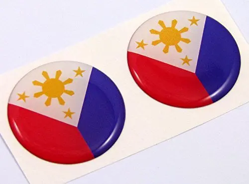Philippine Flag Round Domed Decal 2 Emblem Car Bike Stickers 1.45" Pair 1
