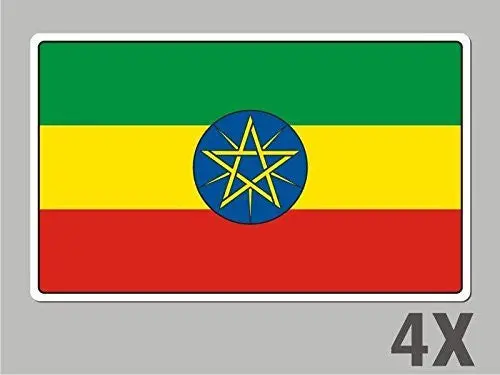 4 Ethiopia Stickers Flag Decal Bumper Car Bike Laptop .. Emblem Vinyl Fl030 1