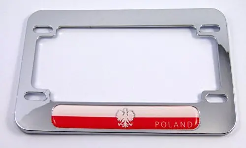 Poland Flag Motorcycle Bike Abs Chrome Plated License Plate Frame Polska Polish 1