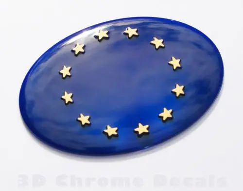 European Union Symbol Flag Eu Car Decal Label Sticker 3D Plastic With Gold Foil 1