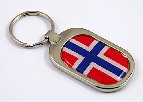 Norway Flag Key Chain Metal Chrome Plated Keychain Key Fob Keyfob Norwegian 1
