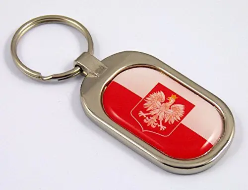 Poland Flag Key Chain Metal Chrome Plated Keychain Key Fob Keyfob Polish Polski 1