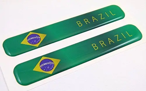 Brazil Brazilian Flag Domed Decal Emblem Resin Car Auto Stickers 5"X 0.82" 2Pc. 1