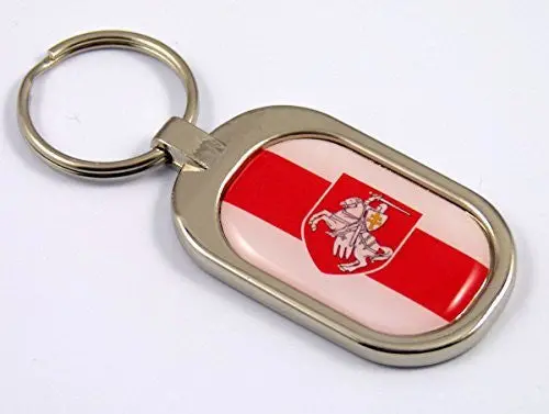 Belarus Flag Key Chain Metal Chrome Plated Keychain Key Fob Keyfob Belorussia 1