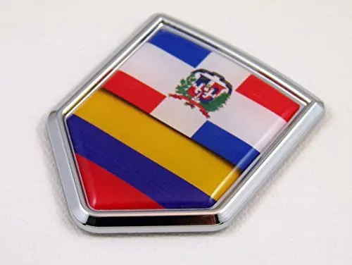Dominican Republic Colombia Flag Car Chrome Emblem Decal Sticker 1