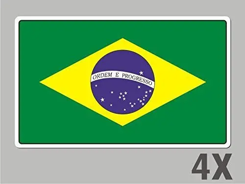 4 Brazilian Brazil Stickers Flag Decal Bumper Car Bike Emblem Vinyl Fl009 1