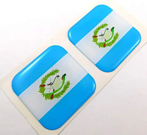 Guatemala Flag Square Domed Decal Car Bike Gel Stickers 1.5" 2Pc 1