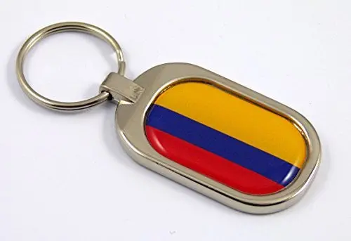 Colombia Flag Key Chain Metal Chrome Plated Keychain Key Fob Keyfob Colombian 1