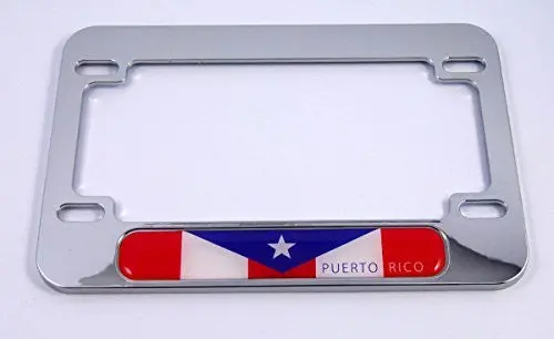 Puerto Rico Flag Motorcycle Bike Abs Chrome Plated License Plate Frame 1