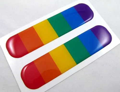 Pride Gay Lesbian Flag Domed Decal Emblem Car Flexible Sticker 5"Set Of2 1