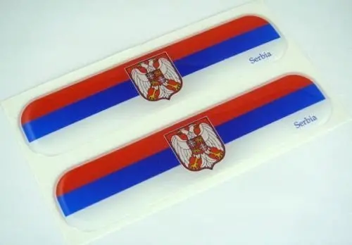 Serbia, Serbian Flag Domed Decal Emblem Car Flexible Sticker 5" Set Of 2 1