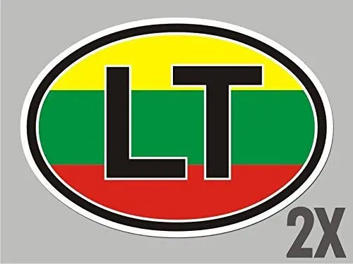 2 Lithuania Lt Oval Stickers Flag Decal Bumper Car Bike Emblem Cl039 1